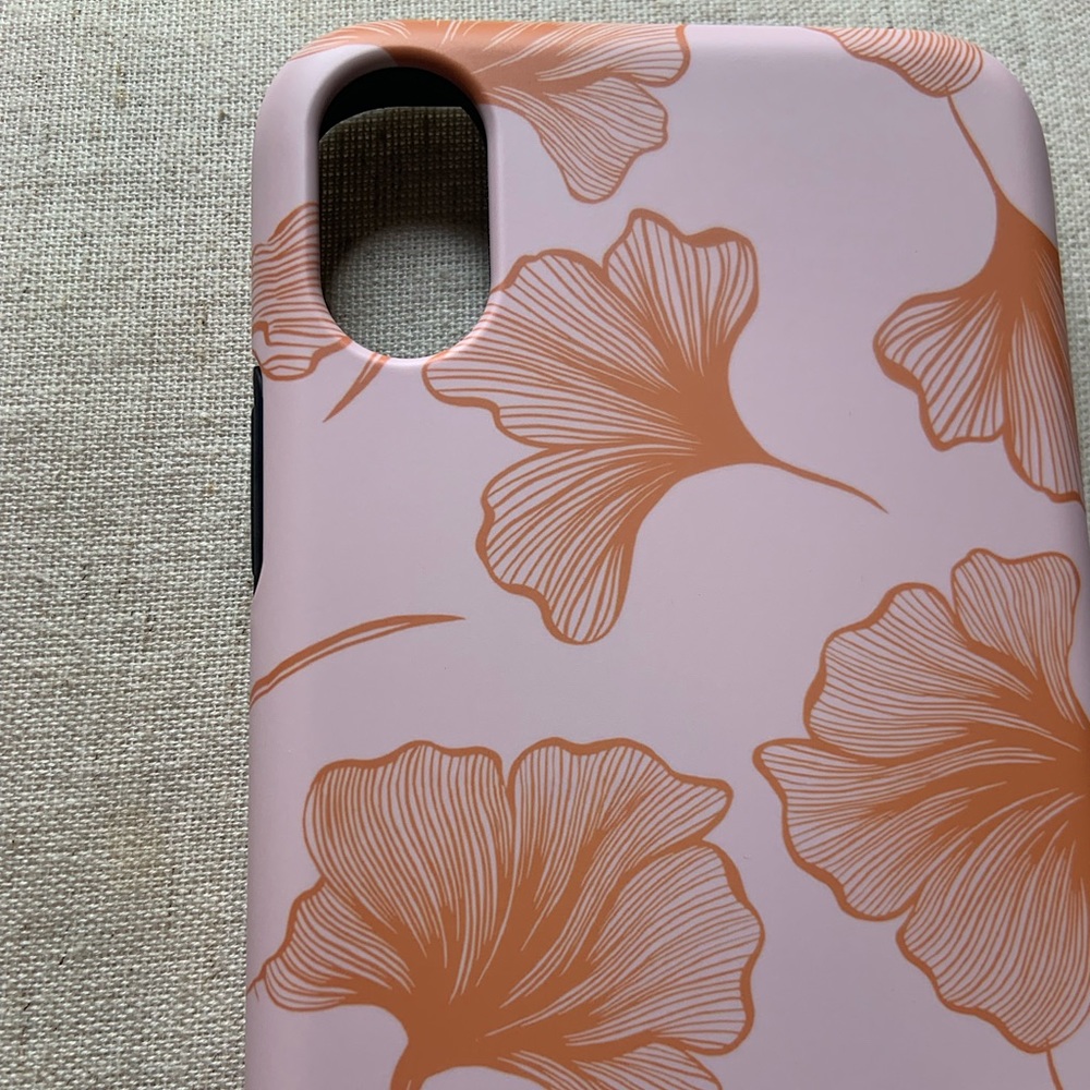 Orange + pink ginkgo leaf case